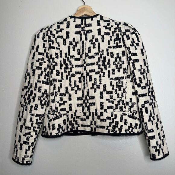 Isabel Marant Etoile Deliona Abstract Printed Tweed Jacket Black/White Size 42 - Picture 9 of 10